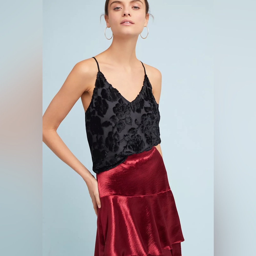 Anthropologie Maeve Juliette Black Velvet Sleeveless Camisole Cami Top
